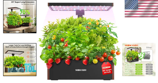 Complete Hydroponics Garden Kit - 20 Pods, Light Timer & Water Level Indicator