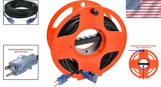 16/3 SJTW Heavy-Duty Outdoor Extension Cord & Lighted Locking Connector - 80ft