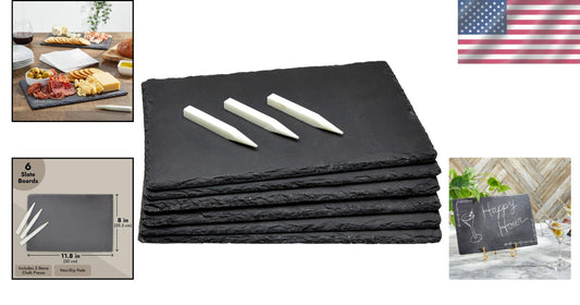Durable Mini Slate Serving Boards - Set of 6 with Chalk for Personalized Appeal