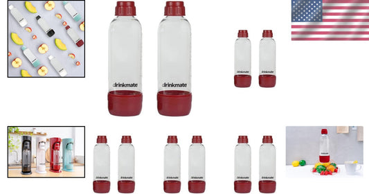 5-Pack Carbonation Bottles 1L Red - Perfect for Homemade Carbonated Drinks
