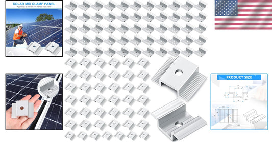 Durable 1.06 Inch Solar Panel Mid Clamps - Corrosion-Resistant Mounting Kit