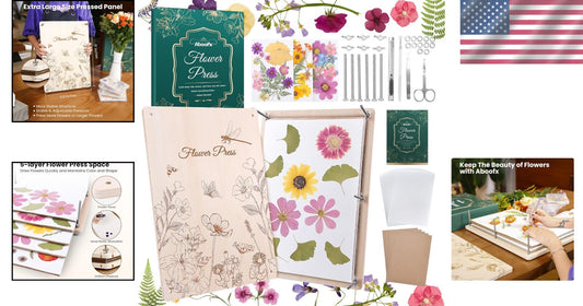 Adjustable Pressure 17"x12" Flower Press for Preserving Blooms - Rustic Design