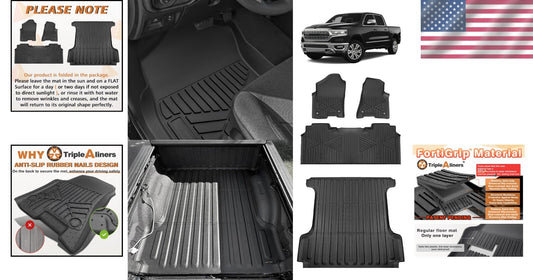 All-Weather TPE Truck Bed Mat & Full Set for 2019-2025 RAM 1500 Accessories