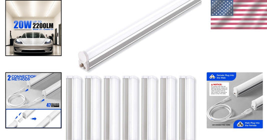 Energy-Efficient 4FT LED Tube Lights for Garage & Workshop - 8 Pack, ETL Listed