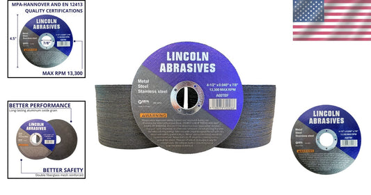 Dependable 100 Pack of 4.5" Cut-Off Discs - Ideal for Stainless Steel & More