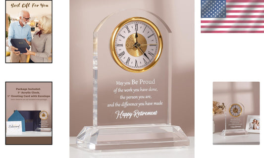 Elegant Quartz Desk Clock with Plaque - Perfect Retirement Gift for Loved Ones