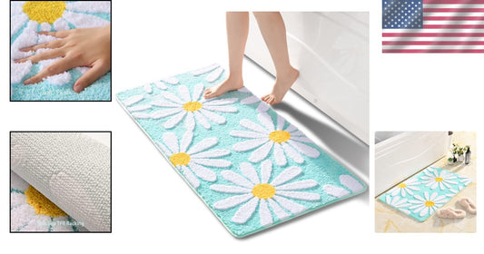 Floral 24x48 Inch Non-Slip Microfiber Bath Rug - Soft, Absorbent & Stylish