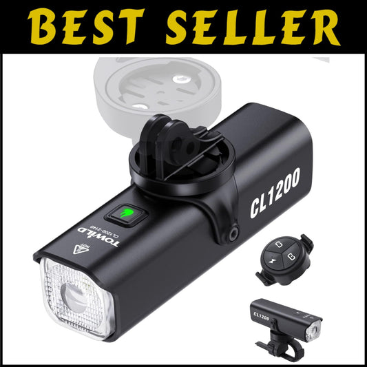 1200 Lumen Waterproof Bike Headlight with Rechargeable Battery & Garmin Mount