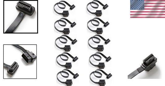 Flexible 16 Pin OBD2 Splitter Extension Cable - 1 Male, 2 Female, 10 Pack