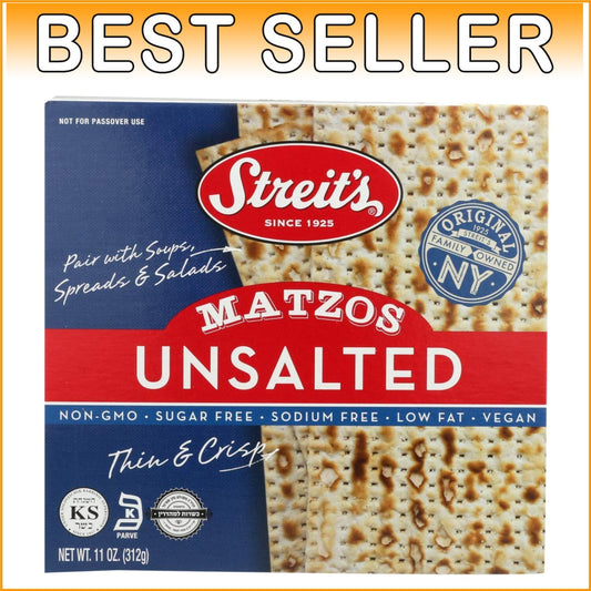 Crispy Vegan Unsalted Matzo Crackers - 132 Oz Total, Ideal for Healthy Snacking