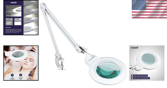 Portable LED Magnifying Lamp with Clamp - 5D/20D Magnification & Dimmable Light