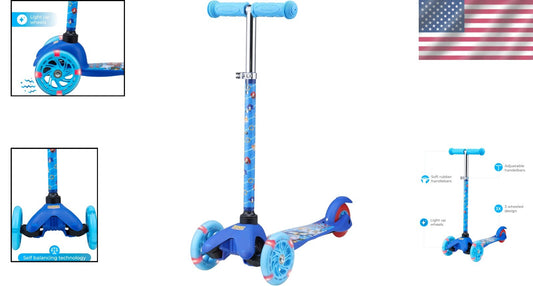 Adjustable Sonic Scooter for Kids Aged 3-5 - Light Up Wheels & Stability