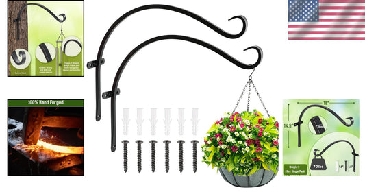 18-Inch Heavy-Duty Metal Plant Brackets - Perfect for Bird Feeders & Lanterns