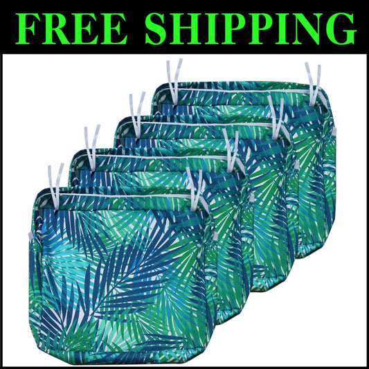 Waterproof Tropical Leaf Cushion Slipcovers Set of 4 - Outdoor Chair Protection