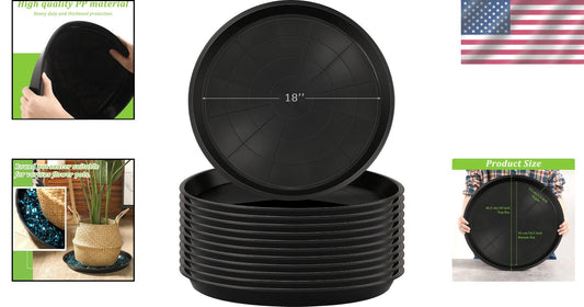 Elegant 12-Piece 18-Inch Round Plant Trays - Perfect for Indoors & Outdoors