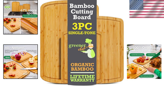 Premium Organic Bamboo Cutting Board Set of 3 - Eco-Friendly Kitchen Essential