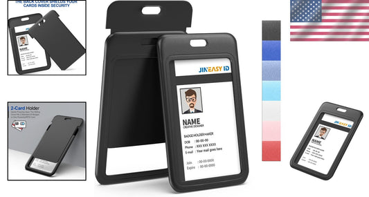 Durable Black ID Badge Holders, 50 Pack - Perfect for Events & Conferences