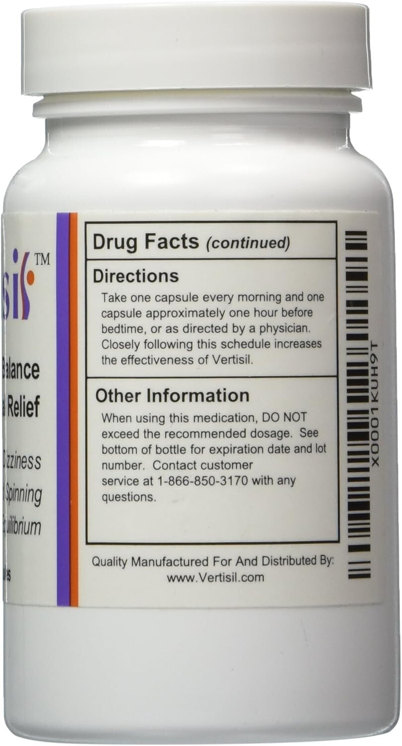 Natural Vertigo Relief Capsules - 60 Non-Drowsy Softgels for Dizziness & Balance