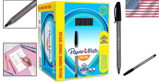 Pack of 100 InkJoy Ballpoint Pens - Black, Medium Tip 1.0mm with Smooth Ink Flow
