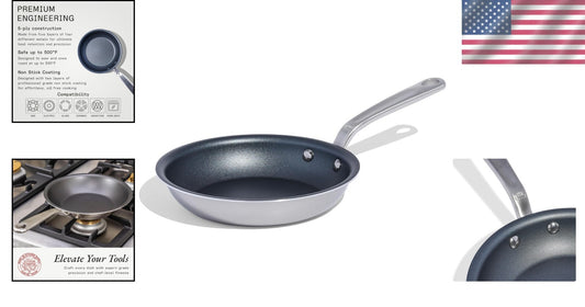 ProCoat 8" Nonstick Frying Pan – Durable 5-Ply Stainless Steel, Crafted in Italy
