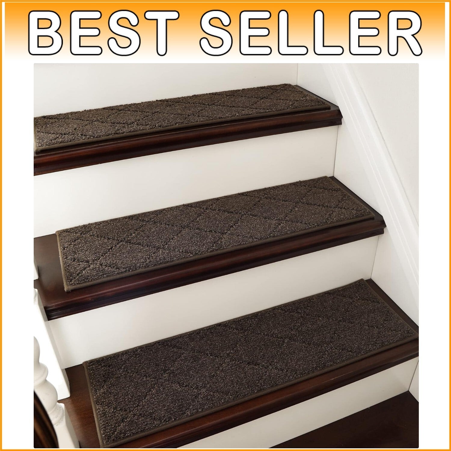 Water-Resistant Low Pile Carpet Runner Mats - 15pc Set for Wooden Steps