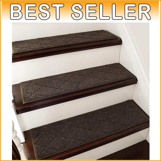 Water-Resistant Low Pile Carpet Runner Mats - 15pc Set for Wooden Steps
