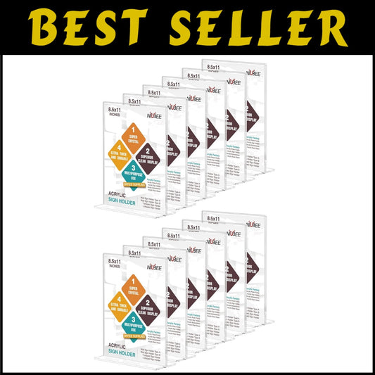 Stylish 12 Pieces Double-Sided Acrylic Sign Holders for Tabletop Use - 8.5 x 11