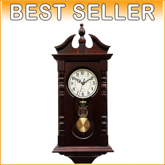 Beautiful Antique-Inspired Walnut Pendulum Clock - Battery Operated Elegance