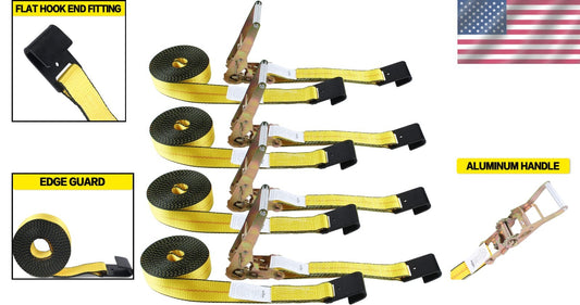 Durable 4-Pack 27 FT Ratchet Tie Down Straps - 10,000 LBS Breaking Strength