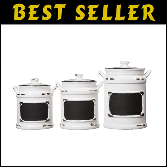 Stylish 3-Piece Ceramic Jar Set with Rubber Seal Lids for Kitchen Organization