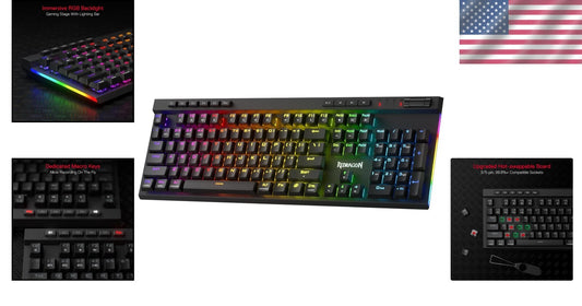 104 Keys Mechanical Gaming Keyboard - Ergonomic Wireless RGB with Media Controls