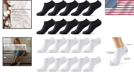 10-20 Pairs Thin Cotton Low Cut Ankle Socks - Premium Comfort Multipack