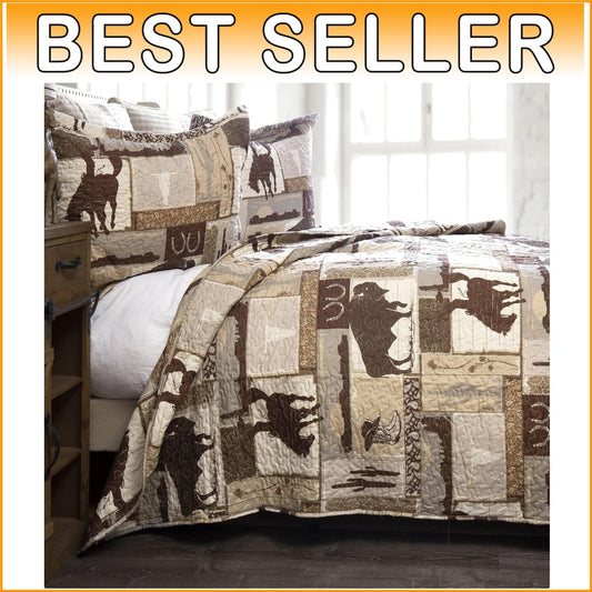 All-Season Full/Queen Microfiber Aztec Quilt Set with Pillow Shams - Cozy Style