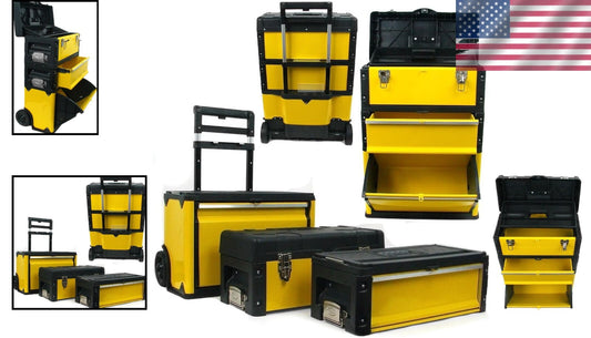 Durable Tool Box Mobile System - 3 Compartments for Effortless Tool Organization