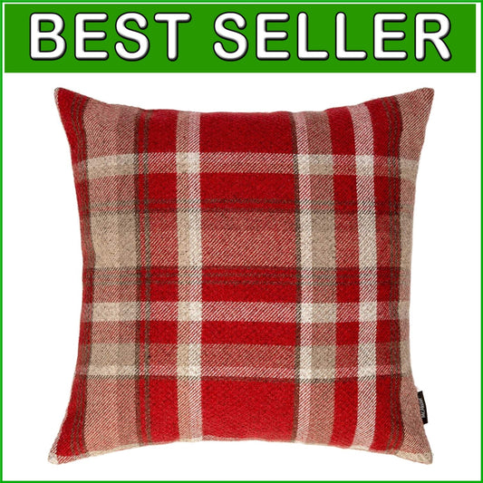 20x20 Red Heritage Tartan Cushion Cover - Machine Washable & Stylish Decor