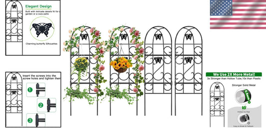Durable 60" x 18" Butterfly Design Garden Trellis for Climbing Roses & Vines