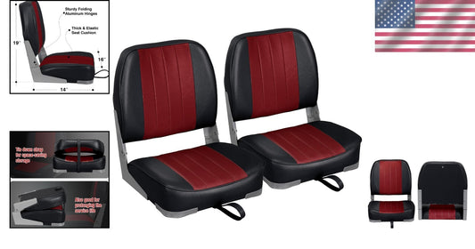 Durable Low Back Folding Boat Seats for Ultimate On-Water Comfort - 2 Seats