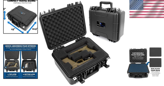 Durable Hard Shell Gun Case for Safe Transport of Two Handguns and Accessories