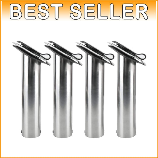 Multi-Angle Fishing Rod Holders - 4-Pack Stainless Steel with Gaskets & Liners