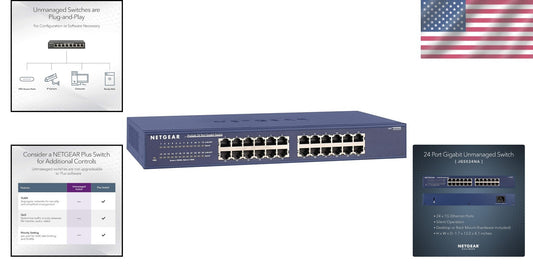Energy Efficient 24-Port Unmanaged Ethernet Switch - Perfect for Offices & Labs