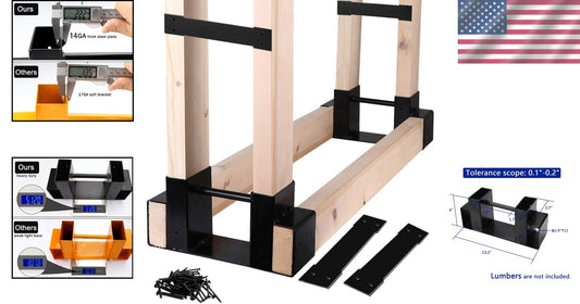 Freestanding Adjustable Firewood Holder with Drain Holes - Black Steel Bracket