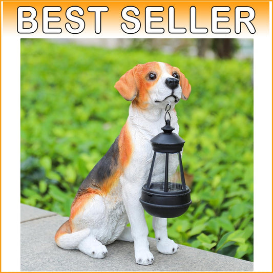 Durable Solar Garden Beagle Statue - Illuminated Outdoor Decor for All Seasons