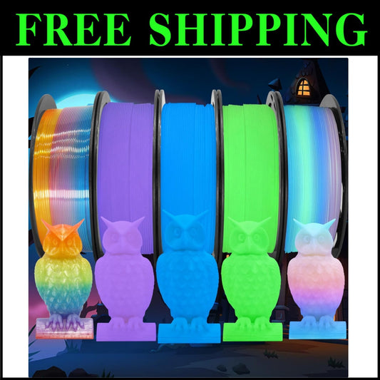 1.25kg Glow in Dark 3D Filament Bundle - 5 x 250g Spools for Creative Projects
