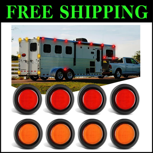 8PCS Flush Mount LED Clearance Lights - Waterproof Design for Trucks & Trailers