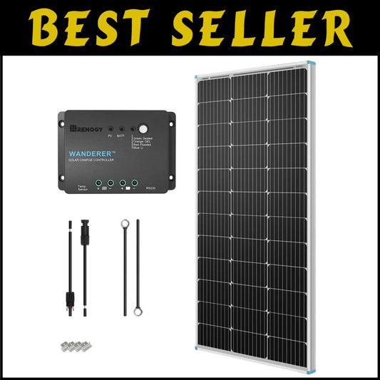High Efficiency 100W Monocrystalline Solar Kit with Charge Controller & Brackets