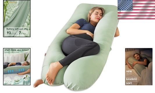 55-Inch U-Shaped Pregnancy Pillow with Soft Cooling Cover for Maternity Needs