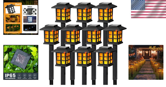 10-Piece Decorative Solar Lights - Flickering Flame Design for Outdoor Elegance