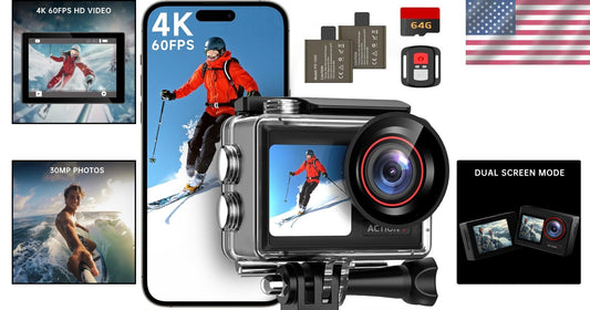 Stabilized 4K Action Camera with Wi-Fi & 64GB Card - Perfect for Thrill Seekers
