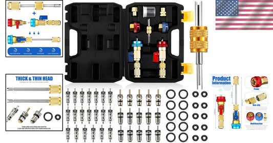 Durable 35-Piece Air Conditioning Valve Core Tool Kit with O-Rings & Removers