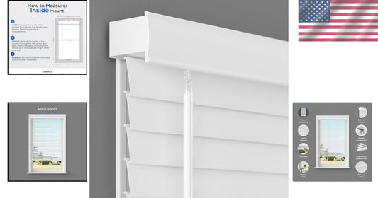 35" W x 64" L Cordless Fake Wood Blinds - Elegant Privacy with UV Protection